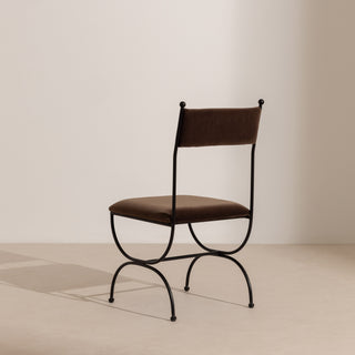 Metal & Velvet Dining Chair - Chocolate
