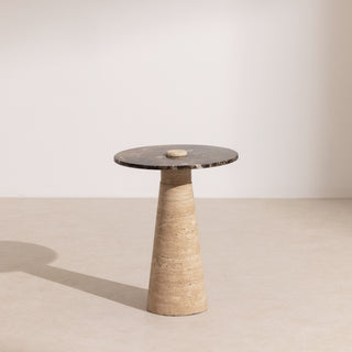Travertine & Marble Side Table
