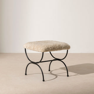 Metal & Sheepskin Low Stool