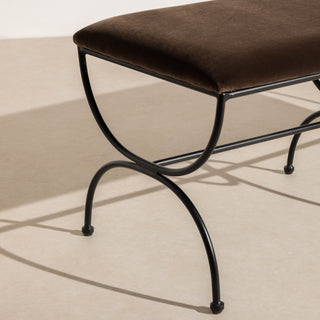 Metal & Velvet Bench - Chocolate