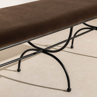 Metal & Velvet Bench - Chocolate