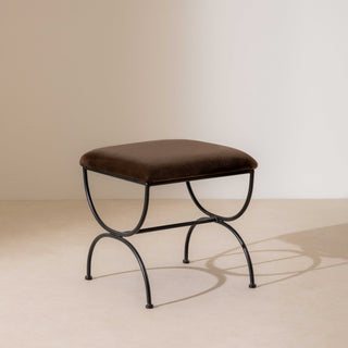 Metal & Velvet Low Stool
