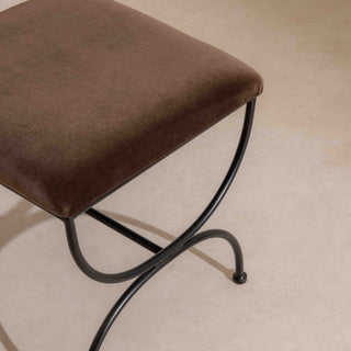 Metal & Velvet Low Stool