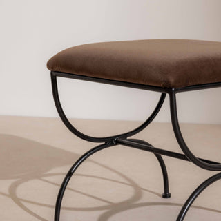 Metal & Velvet Low Stool
