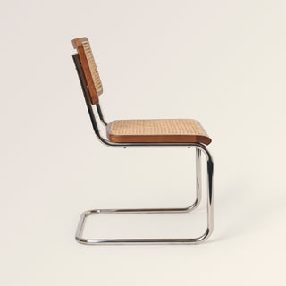 Chrome & Cane Dining Chair - Dark Oak