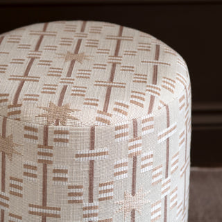 Linen Pouffe with Walnut Plinth - Afua