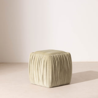 Ruched Velvet Pouffe - Eucalyptus