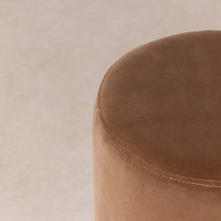 Velvet Pouffe with Fringe - Cocoa