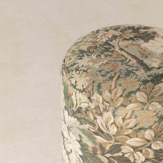 Tapestry Pouffe with Walnut Plinth