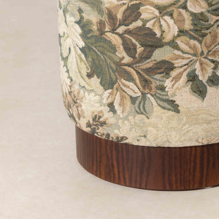 Tapestry Pouffe with Walnut Plinth