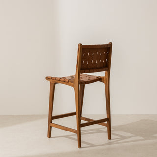 Leather Strap Bar Stool - Tan