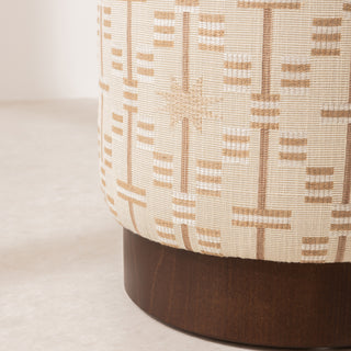 Linen Pouffe with Walnut Plinth - Afua