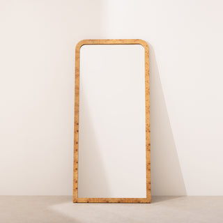 burl wood floor mirror