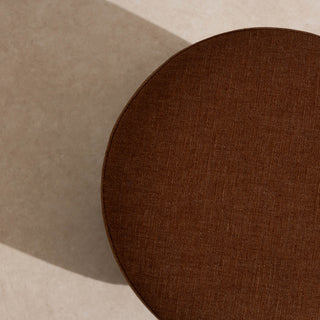 Linen Pouffe with Walnut Plinth