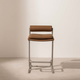 Bolster Bar Stool - Tan Leather