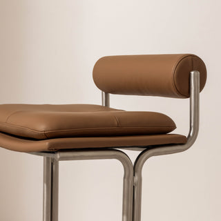 Bolster Bar Stool - Tan Leather