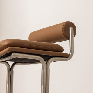 Bolster Bar Stool - Tan Leather