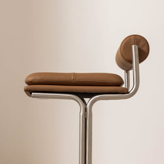 Bolster Bar Stool - Tan Leather