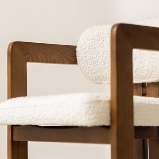 Curved Walnut Bar Stool - Boucle