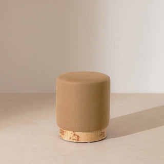 Linen Pouffe with Burl Plinth