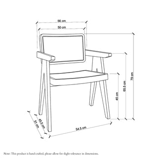 Cane Rattan Dining Chair with Arms - Natural