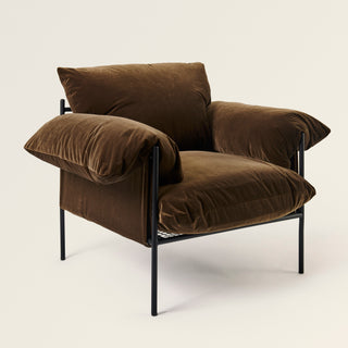 brown velvet armchair