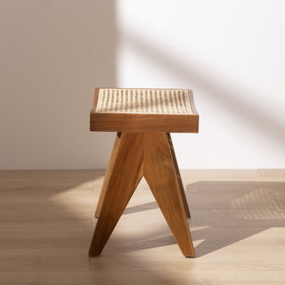 Cane Low Stool - Natural