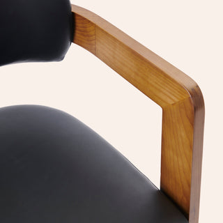 Curved Walnut Dining Chair - Leather